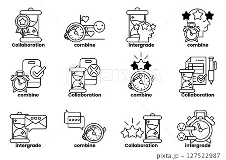 The image is a collection of different time-related icons, including clocks The image is a collection of different time-related icons, including clocks 127522987