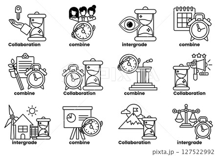 The image is a collection of different time-related icons, including clocks 127522992