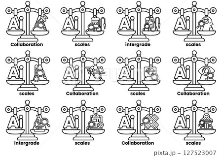 The image is a set of scales with the word AI on them The image is a set of scales with the word AI on them 127523007