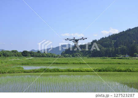 農業用ドローンで農薬散布 127523287