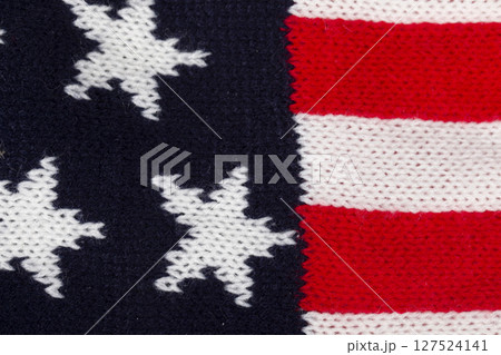 American flag made of knitted fabric. 127524141