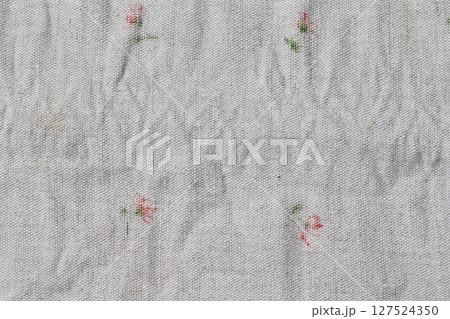 Texture of gray crumpled linen fabric close-up. Texture of gray crumpled linen fabric close-up. 127524350