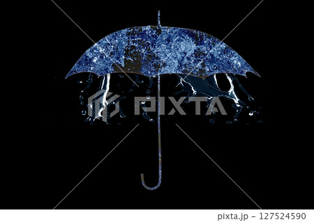 On a black background an umbrella made of water. 127524590