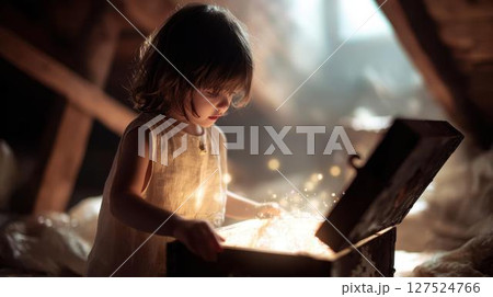 古びた木箱の中の秘密　夢と魔法に出会う少女のひととき 127524766