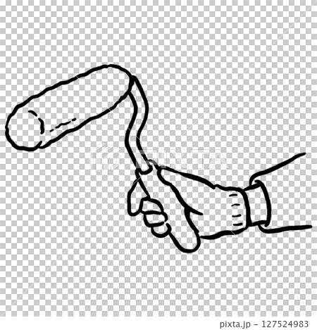 ペイントローラーを持った手_線画 ペイントローラーを持った手_線画 127524983