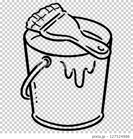 油漆桶和刷子_線條畫 127524986