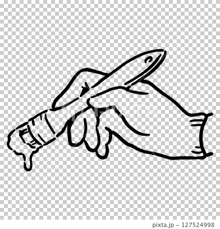 手握畫筆_線條畫 127524998