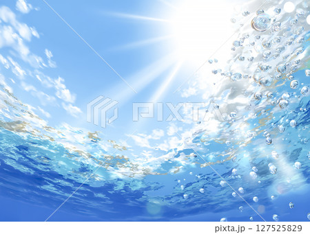 海中から太陽を見上げたイラスト素材 127525829