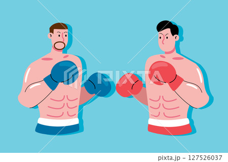 Two Cartoon Boxers Facing Off 127526037