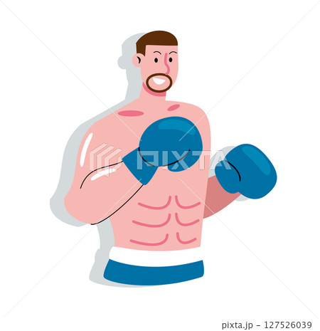 Cartoon Boxer with Gloves Ready to Fight 127526039