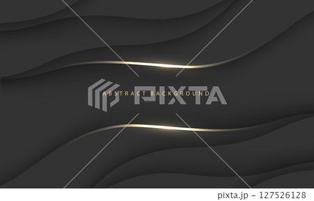Abstract black paper cut gold line wave curve overlap background texture vector 127526128