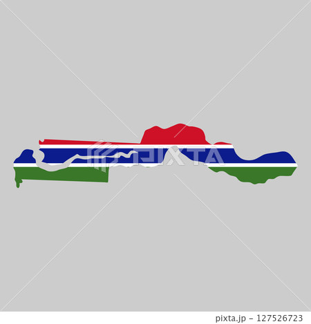 Gambia outline of map on background of national flag Gambia outline of map on background of national flag 127526723