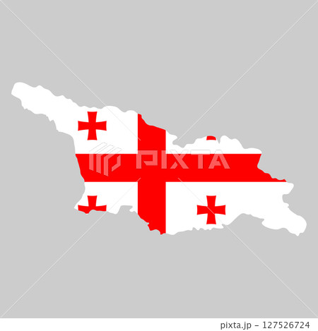 Georgia outline of map on background of national flag Georgia outline of map on background of national flag 127526724