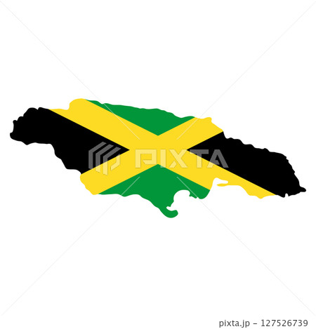 Jamaica outline of map on background of national flag 127526739