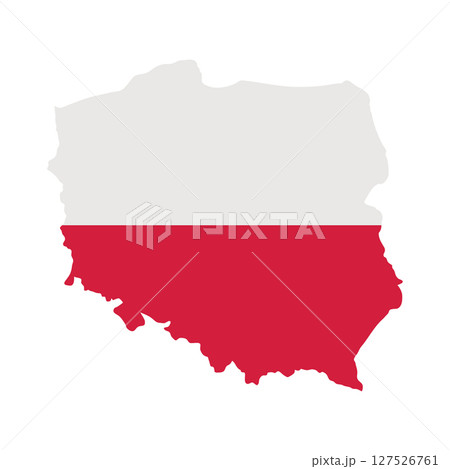 Poland outline of map on background of national flag 127526761
