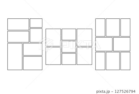 Vector outline frame, grid. Templates mosaic frames illustration. Vector mood board. 127526794