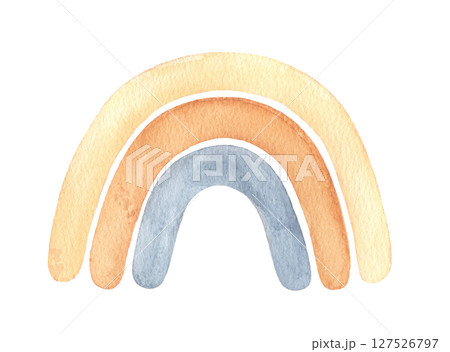 Neutral abstract rainbow watercolor illustration for kids and baby nursery print 127526797