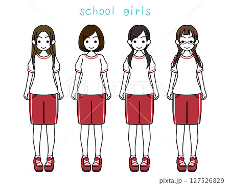 体操服姿の女子高生4人組 体操服姿の女子高生4人組 127526829