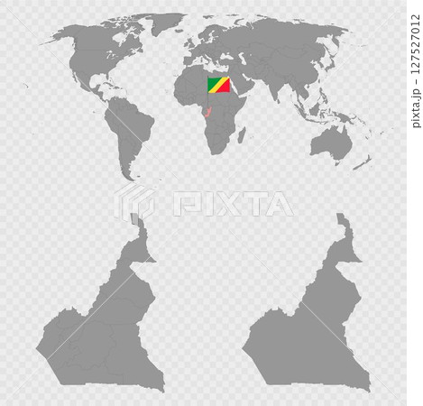 Republic of Cameroon Map Set with World Location. 127527012