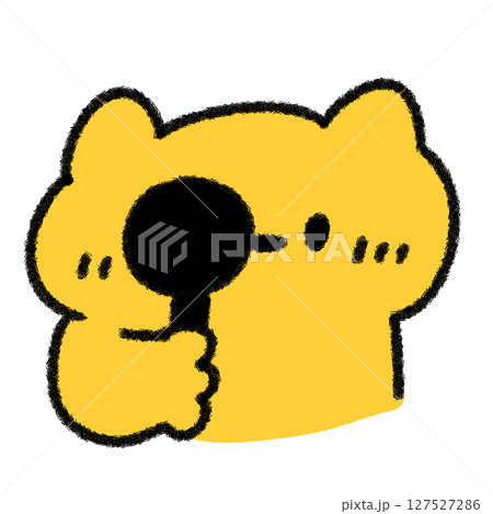 視力検査をするゆるかわいいネコの手描きイラスト 視力検査をするゆるかわいいネコの手描きイラスト 127527286