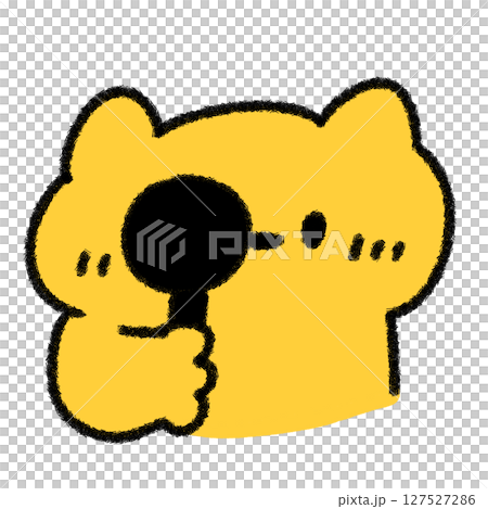 視力検査をするゆるかわいいネコの手描きイラスト 視力検査をするゆるかわいいネコの手描きイラスト 127527286