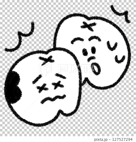 A hand-drawn illustration of a cute tooth suffering from tooth decay A hand-drawn illustration of a cute tooth suffering from tooth decay 127527294