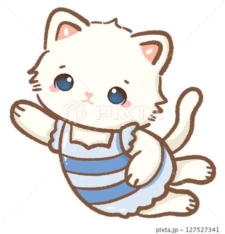 Cute Kawaii White Cat swimming in stripped swimming suit Italian Summer Clipart for Amalfi Coast, Travel Art, Stickers, Scrapbooking, Kids Designs, Coastal Holiday Decor Cute Kawaii White Cat swimming in stripped swimming suit Italian Summer Clipart for Amalfi Coast, Travel Art, Stickers, Scrapbooking, Kids Designs, Coastal Holiday Decor 127527341
