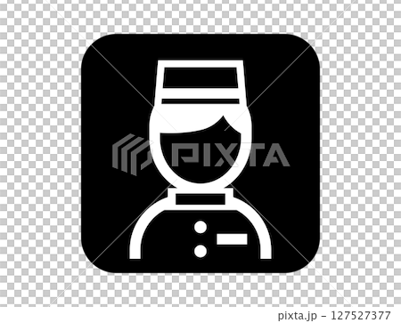 ホテルスタッフのシンプルな四角いモノクロ白抜きイラストアイコン 127527377