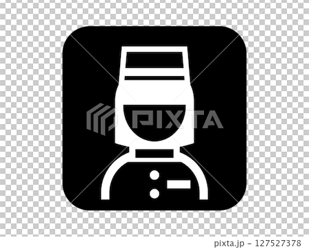 ホテルスタッフのシンプルな四角いモノクロ白抜きイラストアイコン 127527378