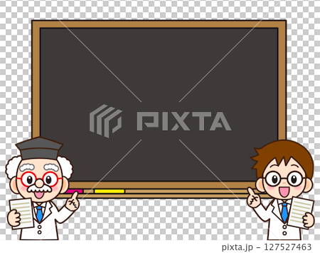 黒板と博士と助手のイラスト素材 127527463