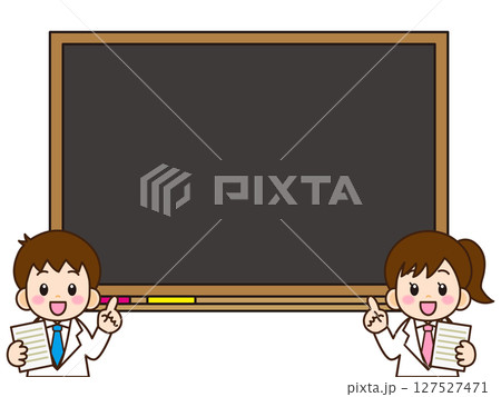 黒板と白衣の小学生のイラスト素材 127527471