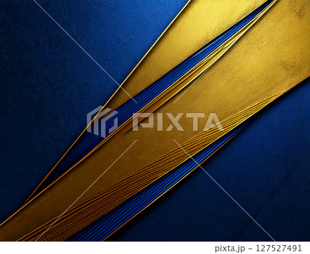 青色と金色の波形の抽象背景素材。AI生成画像。 127527491