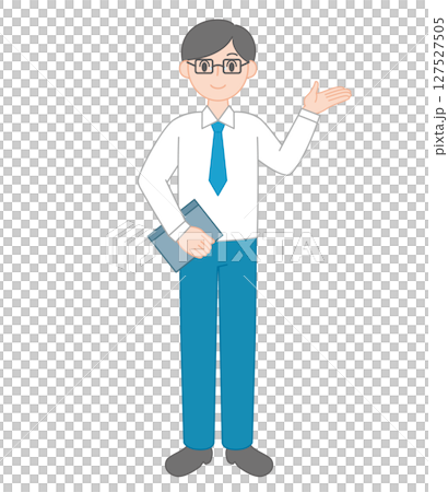 落ち着いた雰囲気の男性教師のイラスト（中堅風） 127527505