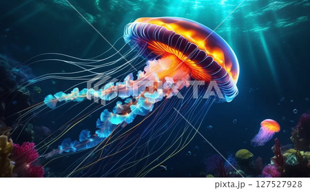 jellyfish underwater in aquarium 127527928