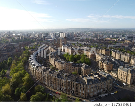Glasgow is Scotland largest city in the UK, featuring historic, artistic charm with beautiful Victorian architecture and the Clyde River. 127528461