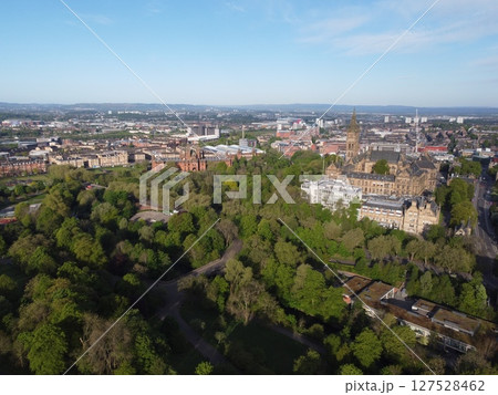 Glasgow is Scotland largest city in the UK, featuring historic, artistic charm with beautiful Victorian architecture and the Clyde River. 127528462