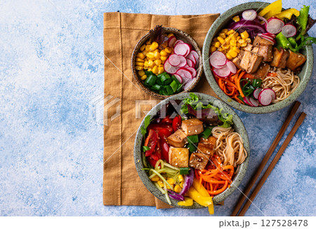 Vegan healthy poke bowl with tofu 127528478