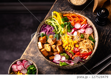 Vegan healthy poke bowl with tofu 127528479