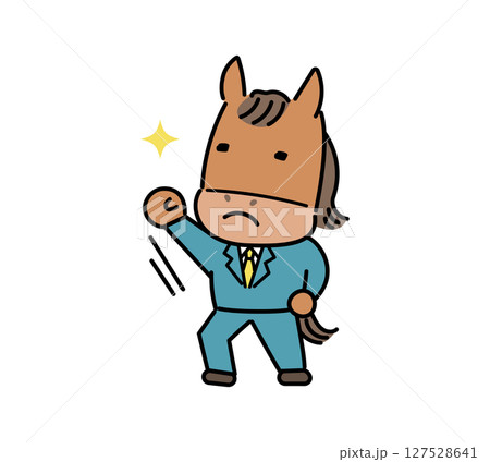やる気があるスーツ姿の馬のキャラクター 127528641