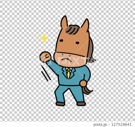 やる気があるスーツ姿の馬のキャラクター 127528641