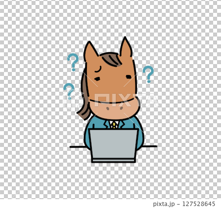 馬角色在電腦上工作時遇到困難 127528645