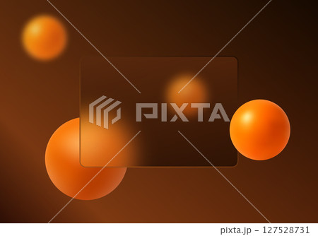 Modern glass morphism layout with glowing orange spheres and translucent panel on a deep brown gradient background. Modern glass morphism layout with glowing orange spheres and translucent panel on a deep brown gradient background. 127528731