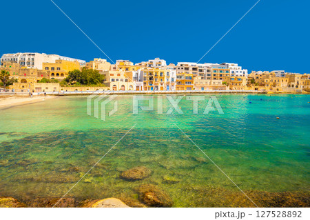 View of the picturesque small town of Birzebbuga in Malta 127528892
