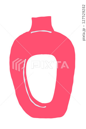 Hand drawn line art vase. Doodle clay pottery illustration. Isolated vector illustration for home decor and design, greeting card, banner, poster, label. 127529282