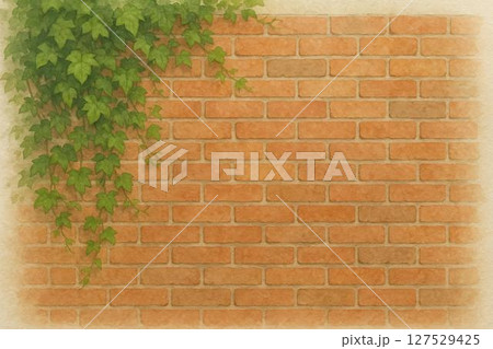 煉瓦壁・蔦・水彩画 煉瓦壁・蔦・水彩画 127529425