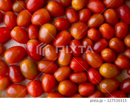 Organic Red grape cherry tomato. fresh vegetables. copy space. Organic Red grape cherry tomato. fresh vegetables. copy space. 127530315