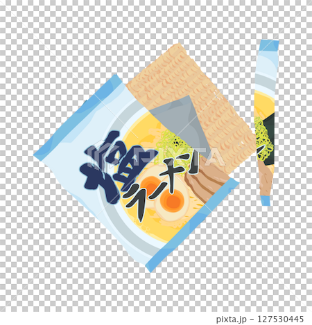 塩ラーメンの袋麺から中身を取り出すイラスト 塩ラーメンの袋麺から中身を取り出すイラスト 127530445