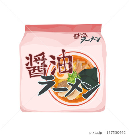 5個パッケージの醤油ラーメンイラスト 127530462