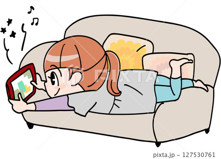 全然机に向かわないでゲームしている子供 127530761