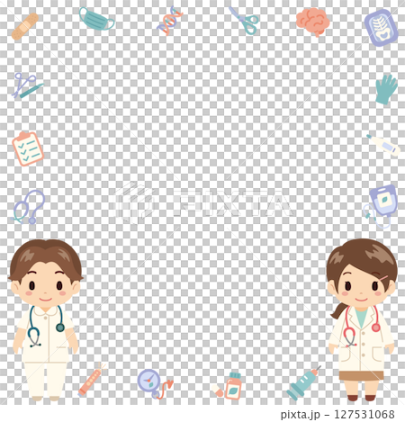 Cute and simple doctor and nurse medical frame 127531068